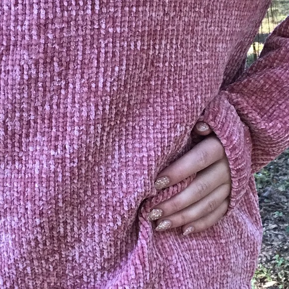 << Rose Pink Chenille Baggy Sweater >> - Picture 5 of 5